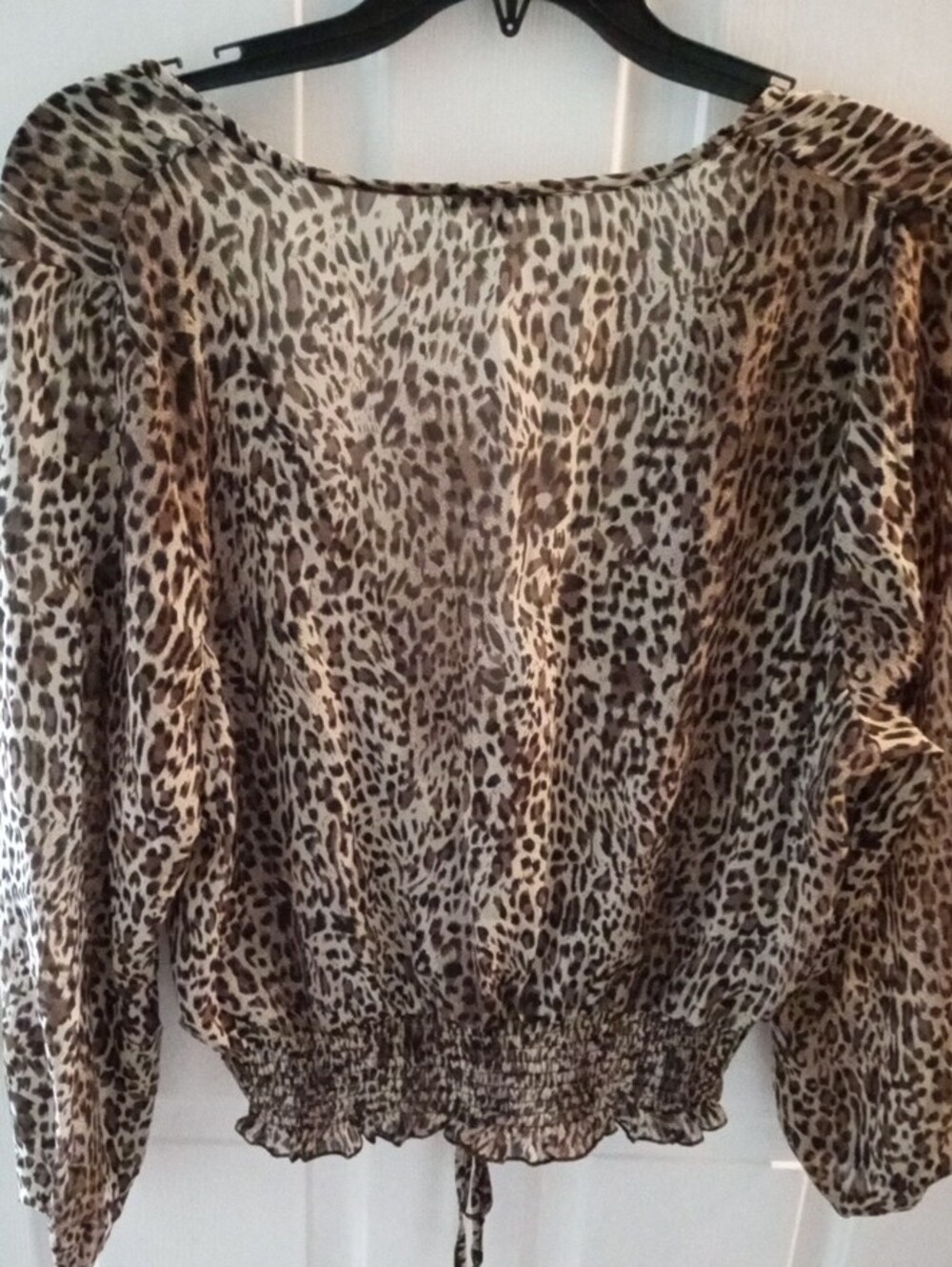 Charlotte Russe Leopard Print Sheer Blouse - Beige and Brown - Picture 3 of 4